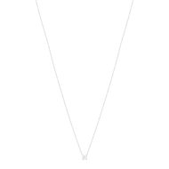 Collier solitaire or 750 blanc diamant HSI 0.4 carat 42cm
