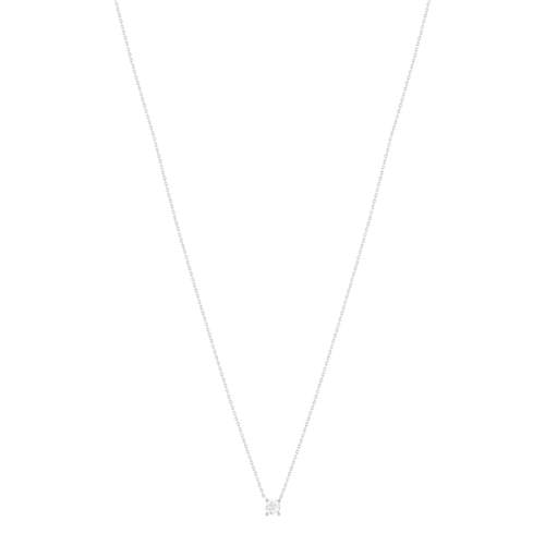 Collier solitaire or 750 blanc diamant HSI 0.4 carat 42cm