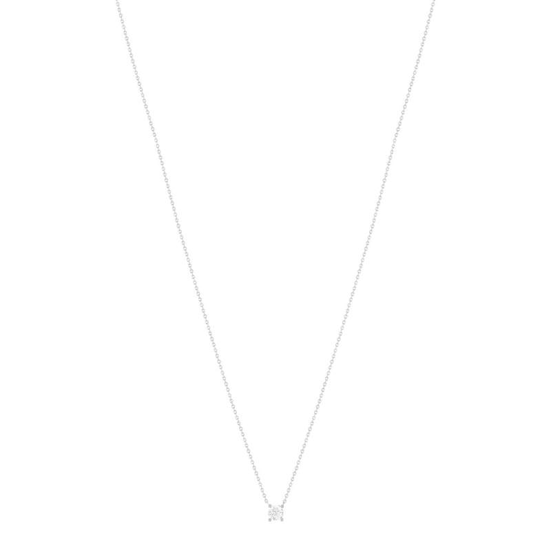 Collier solitaire or 750 blanc diamant HSI 0.4 carat 42cm - vue 1