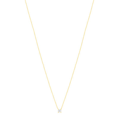 Collier solitaire or 750 jaune diamant HSI 0.4 carat 42cm