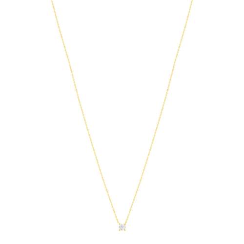 Collier solitaire or 750 jaune diamant HSI 0.4 carat 42cm