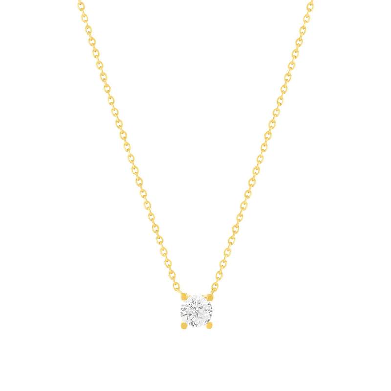 Collier solitaire or 750 jaune diamant HSI 0.4 carat 42cm - vue 5