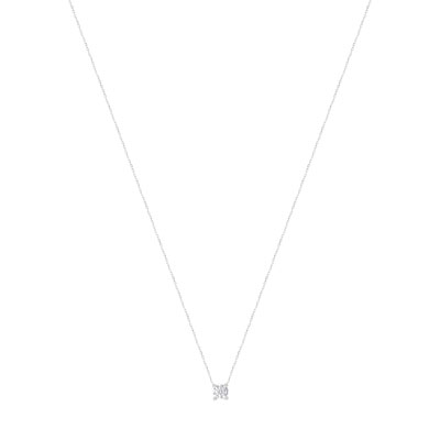 Collier solitaire or 750 blanc diamant HSI 0.5 carat 42cm