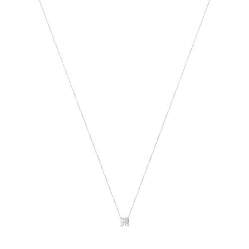 Collier solitaire or 750 blanc diamant HSI 0.5 carat 42cm
