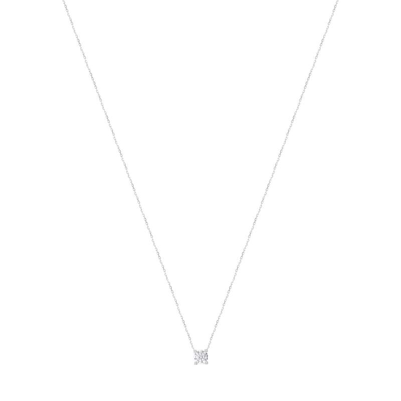 Collier solitaire or 750 blanc diamant HSI 0.5 carat 42cm - vue 1
