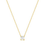 Collier solitaire or 750 jaune diamant HSI 0.5 carat 42cm - vue 1