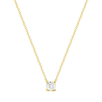 Collier solitaire or 750 jaune diamant HSI 0.5 carat 42cm