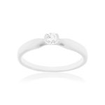 Solitaire or 750 blanc diamant HSI 0.1 carat - vue 1
