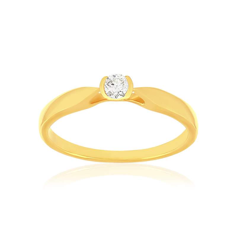 Solitaire or 750 jaune diamant HSI 0.1 carat - vue 1