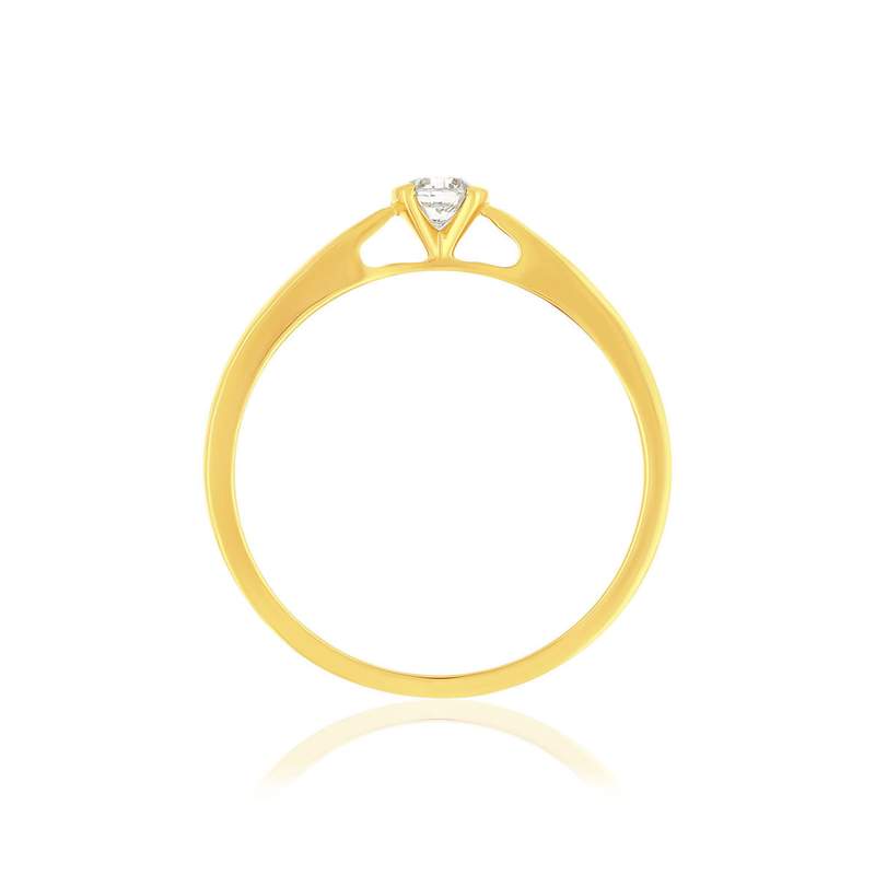 Solitaire or 750 jaune diamant HSI 0.1 carat - vue 2