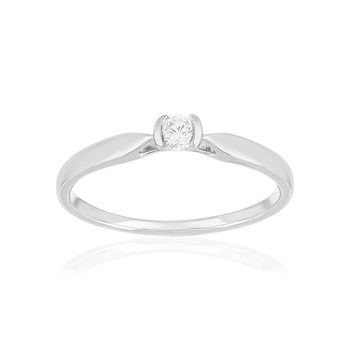 Solitaire or 750 blanc diamant HSI 0.15 carat
