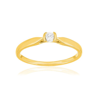 Solitaire gold 750 yellow diamond HSI 0.15 carat