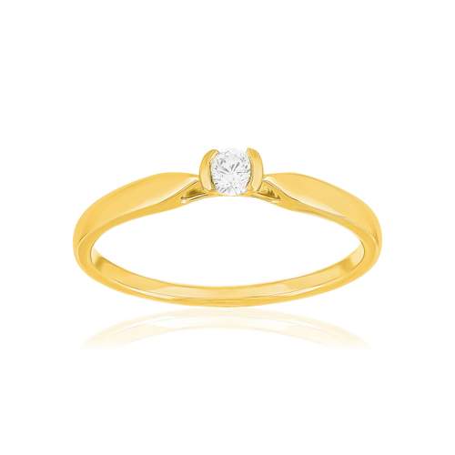 Solitaire or 750 jaune diamant HSI 0.15 carat