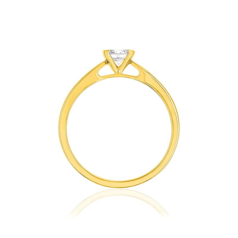 Solitaire or 750 jaune diamant HSI 0.25 carat - vue 2