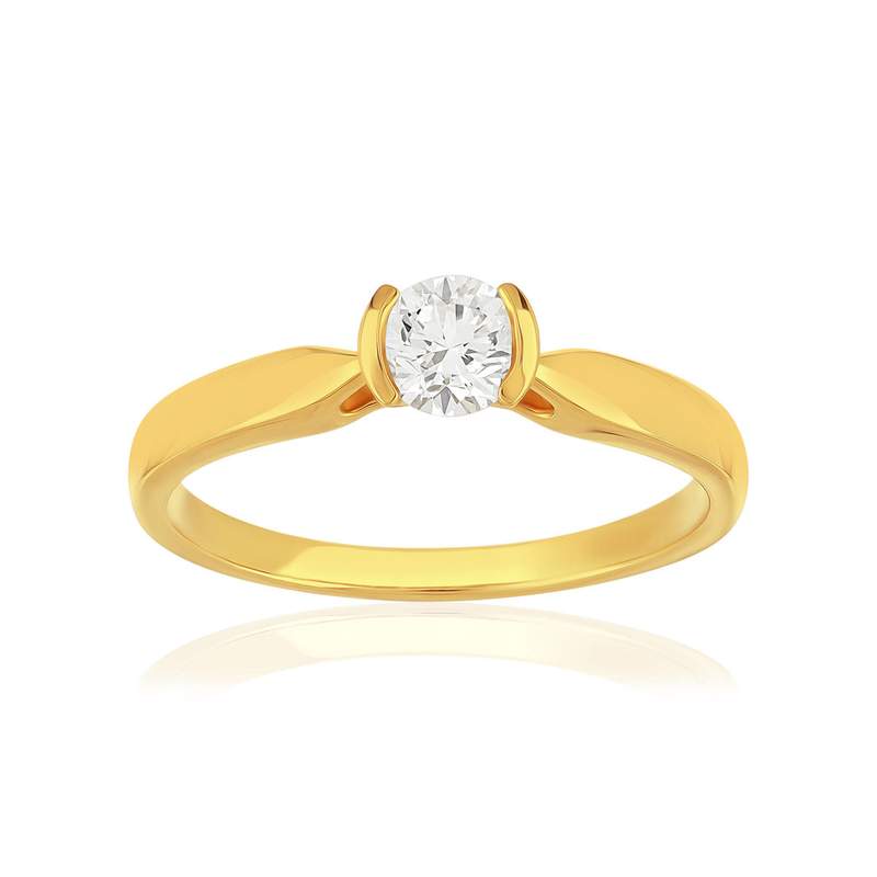 Solitaire or 750 jaune diamant HSI 0.3 carat - vue 1