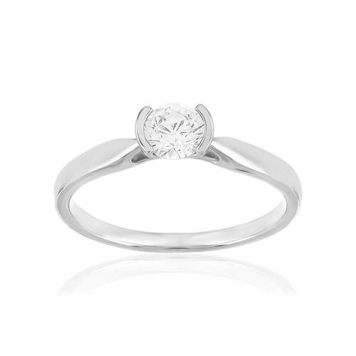Solitaire or 750 blanc diamant HSI 0.4 carat