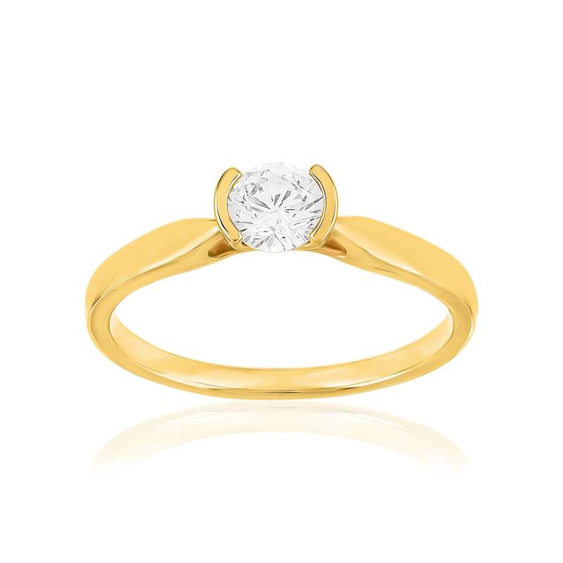 Solitaire or 750 jaune diamant HSI 0.4 carat - vue 1