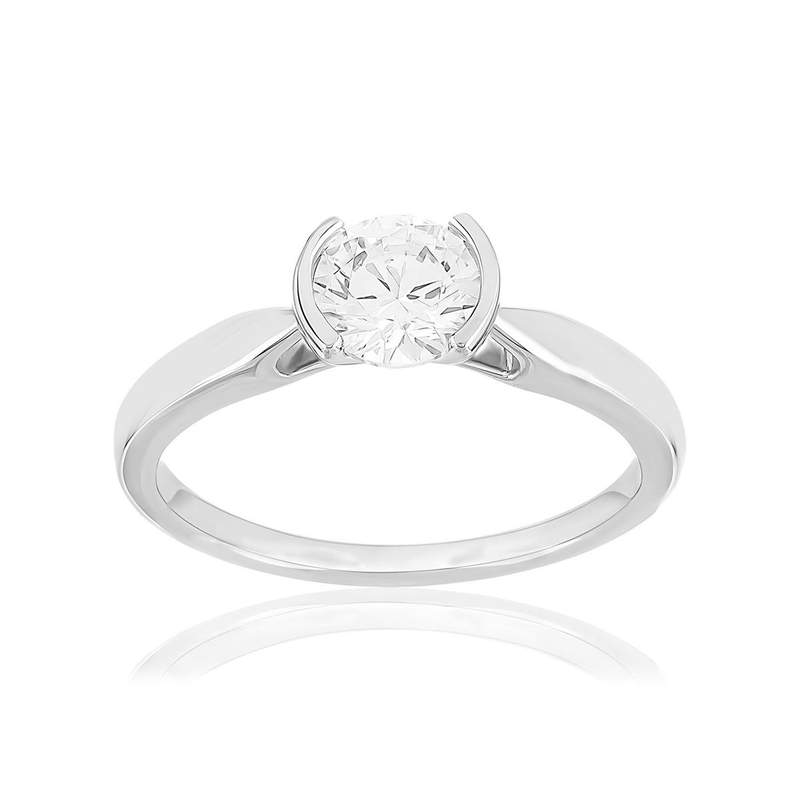Solitaire or 750 blanc diamant HSI 0.7 carat - vue 1