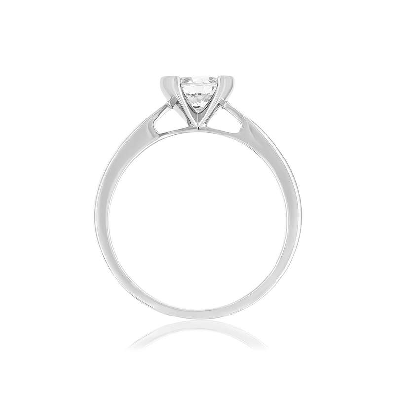 Solitaire or 750 blanc diamant HSI 0.7 carat - vue 2