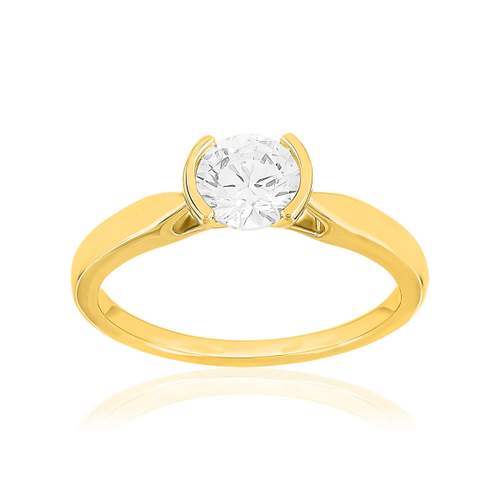 Solitaire or 750 jaune diamant HSI 0.7 carat
