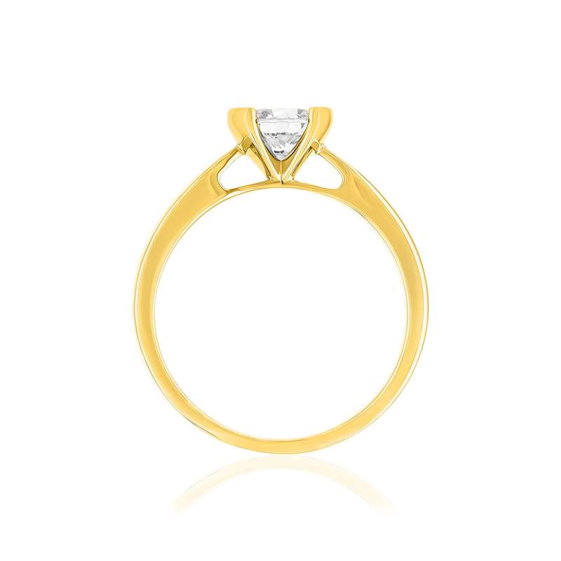 Solitaire or 750 jaune diamant HSI 0.7 carat - vue 2