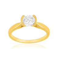 Solitaire or 750 jaune diamant HSI 0.8 carat
