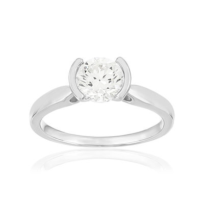 Solitaire or 750 blanc diamant HSI 1 carat - vue 1