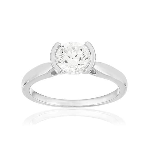 Solitaire or 750 blanc diamant HSI 1 carat