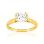Solitaire or 750 jaune diamant HSI 1 carat - vue 1