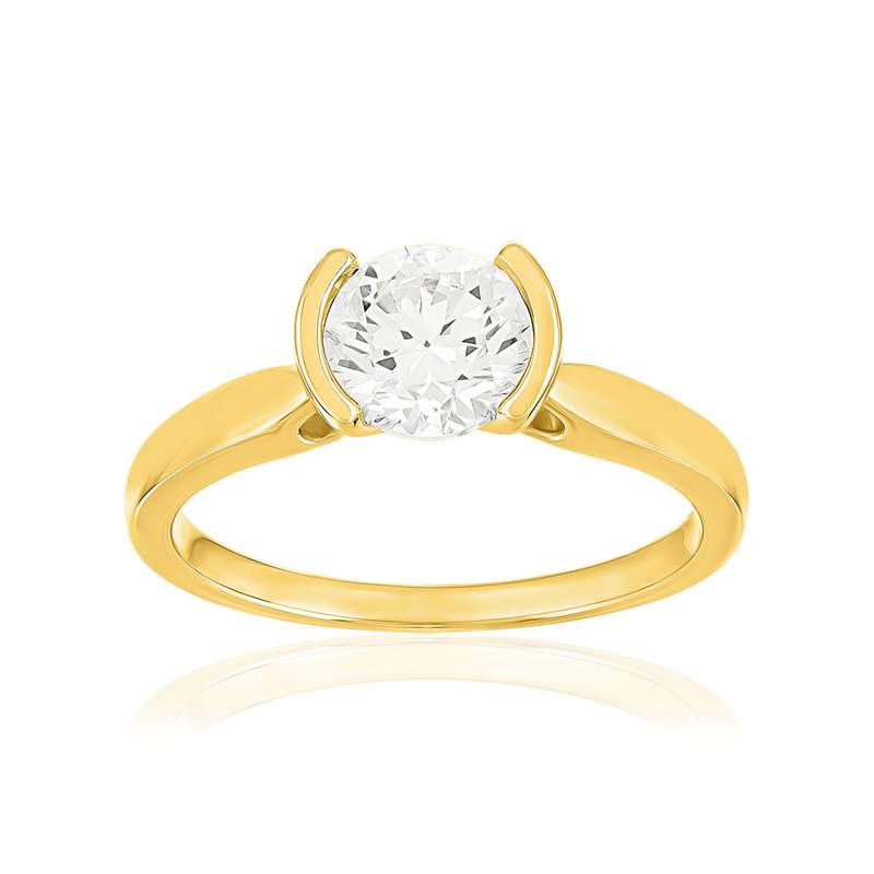 Solitaire or 750 jaune diamant HSI 1 carat - vue 1