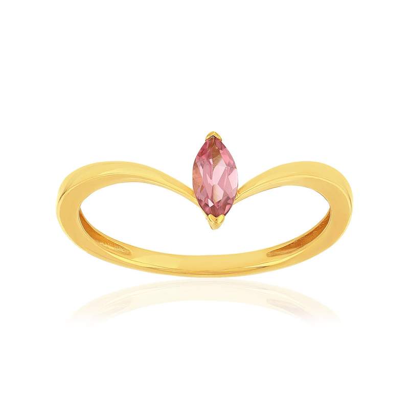Bague or 375 jaune tourmaline - vue 1