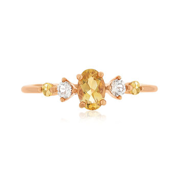 925 sterling silver ring with rose-colored citrines and treated white topazes