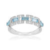 Bague argent 925 topazes bleues traitées et zirconias - vue V1