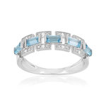 Bague argent 925 topazes bleues traitées et zirconias - vue 1