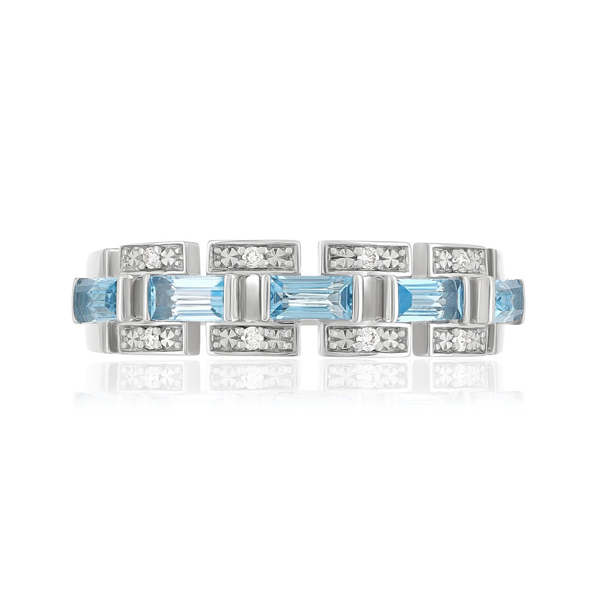 Bague argent 925 topazes bleues traitées et zirconias - vue 3