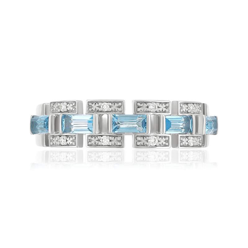Bague argent 925 topazes bleues traitées et zirconias - vue 3