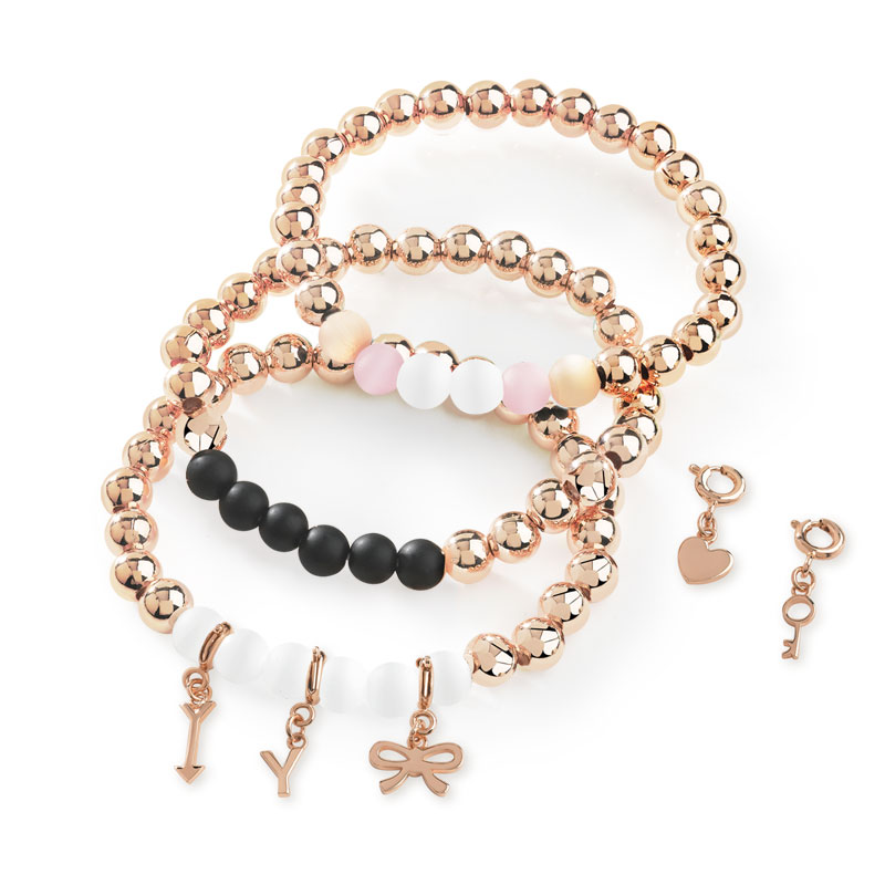 Bedeltje voor roségoud vergulde armband 'x' - aanzicht 3