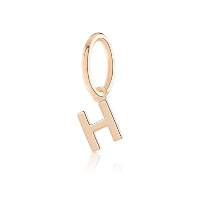 Charm's pour créoles plaqué or rose 'h' - vue 1