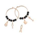 Charm's pour créoles plaqué or rose 'i' - vue 3