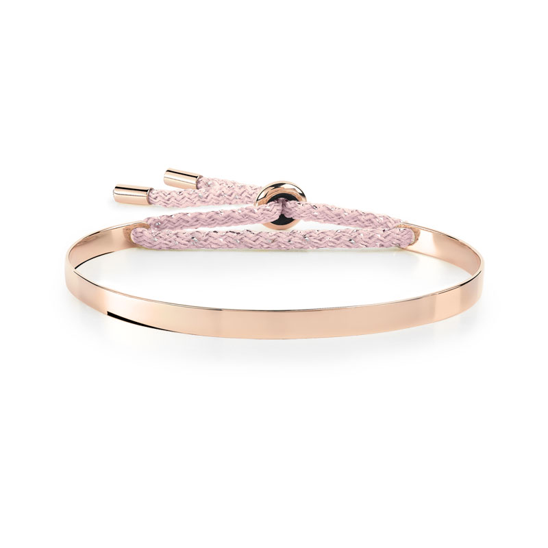 Bracelet  demi-jonc plaqué or rose cordon