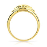 Chevalière plaqué or tête de lion zirconias rouges - vue 2