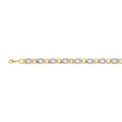 Bracelet plaqué or 2 tons maille et zirconias 19 cm