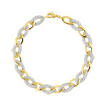 Bracelet plaqué or 2 tons maille et zirconias 19 cm - vue D1