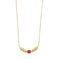 Collier plaqué or pierre imitation 40 à 45 cm