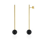 Boucles d'oreilles plaqué or onyx - vue 1