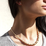 Collier plaqué or boules 45 cm - vue porté 1