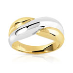 Bague plaqué or 2 tons croisée - vue 1