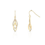 Boucles d'oreilles plaqué or pendants entrelacées zirconias - vue 1