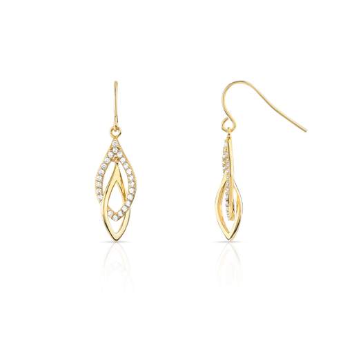 Boucles d'oreilles plaqué or pendants entrelacées zirconias