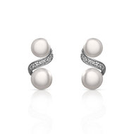 Boucles d'oreilles argent 925 perle de culture et zirconia